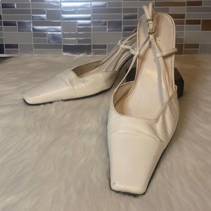 White sling back 3” heel shoe